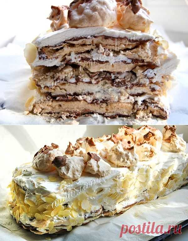 Торт безе с шоколадом и взбитыми сливками, рецепт с фото.