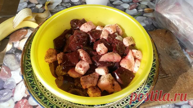 Шашлык из печени с курдюком 
Весна — время и возможность порадовать своих близких шашлыком. У каждого из нас есть свой неповторимый рецепт приготовления шашлыка из различных сортов мяса. В моей семье очень любят шашлык из печени…