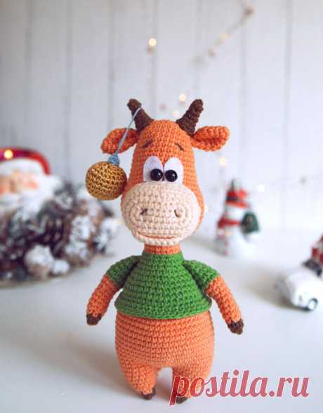 PDF Бычок Борис Гаврилович крючком. FREE crochet pattern; Аmigurumi animal patterns. Амигуруми схемы и описания на русском. Вязаные игрушки и поделки своими руками #amimore - бык, бычок, корова, коровка, телёнок.