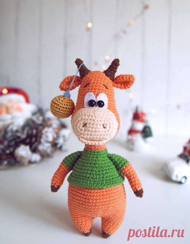 PDF Бычок Борис Гаврилович крючком. FREE crochet pattern; Аmigurumi animal patterns. Амигуруми схемы и описания на русском. Вязаные игрушки и поделки своими руками #amimore - бык, бычок, корова, коровка, телёнок.