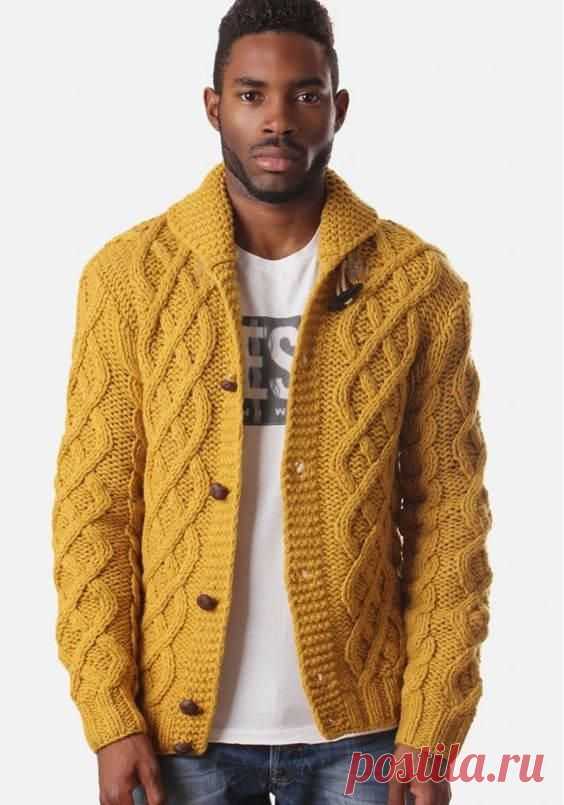Men's hand knitted cardigan