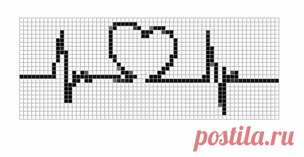 Название: Рисунки по клеточкам «Сердцебиение» Найдено в Google. Источник: drawitbook.com