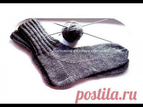 Носки мужские спицами с простой пяткой  Василиса