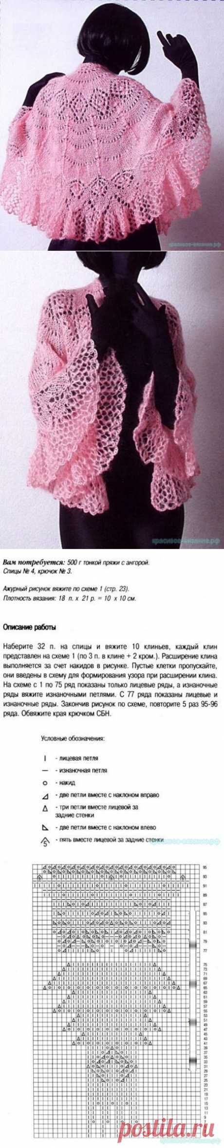 Красивое вязание | Тонкая ажурная шаль спицами
