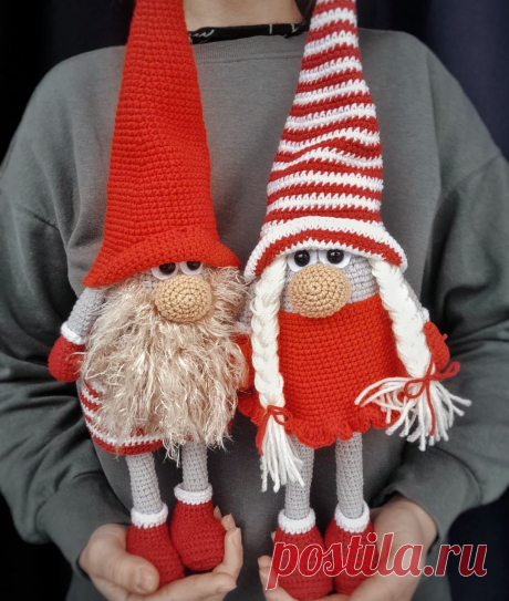 PDF Скандинавские Гномы крючком. FREE crochet pattern; Аmigurumi doll patterns. Амигуруми схемы и описания на русском. Вязаные игрушки и поделки своими руками #amimore - большой гном, гномик, кукла, куколка.