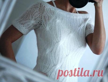 Блузка «белая метелица».Схема https://yahozayka.com/vyazanie-spitsami/bluza-kofta-to..