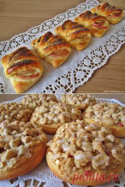 Конвертики и булочки-ватрушки с яблоками из творожного теста