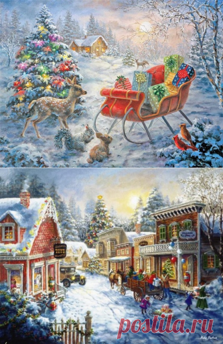 Картинки для декупажа. Зимнии домики / Декупаж / Декупаж. Работы пользователей