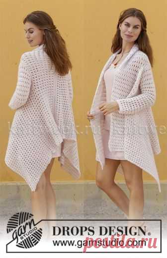 Жакет-прямоугольник "Любимый букет" спицами сетчатым узором. / knitweek.ru