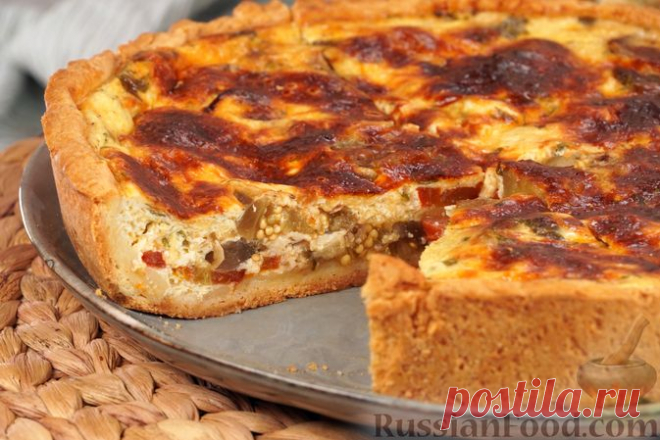 Рецепт: Киш с баклажанами, помидорами и сыром на RussianFood.com
