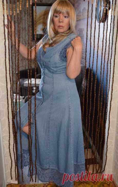 Превращение скучного джинсового халата в стильный летний наряд | Мамам, женщинам, бабушкам и очень любознательным.
