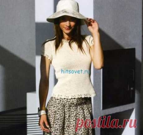 Летний топ с кружевной отделкой. Спицами и крючком. / Хитсовет