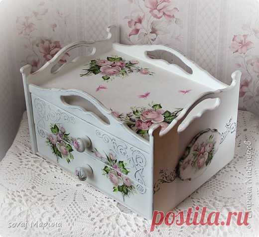 Сервировочный короб - поднос с двумя ящиками 