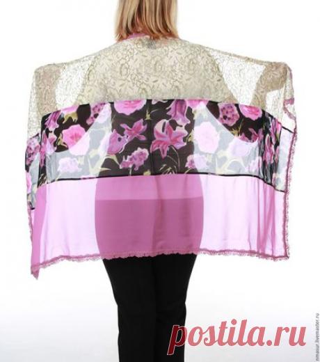 Купить Авторский палантин &quot;Лиловые цветы&quot; - фиолетовый, цветочный, лиловый, лиловые цветы