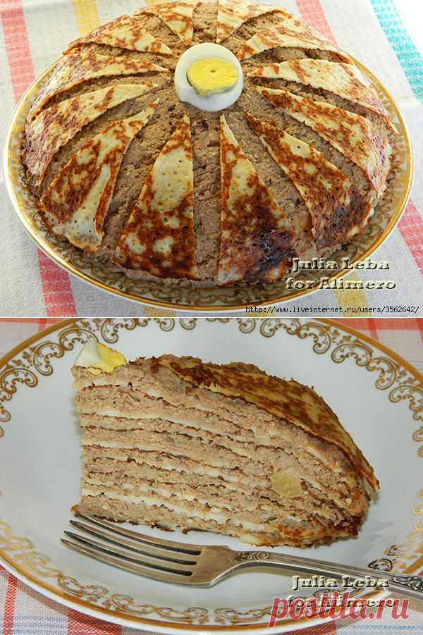 Блинный торт с печенью