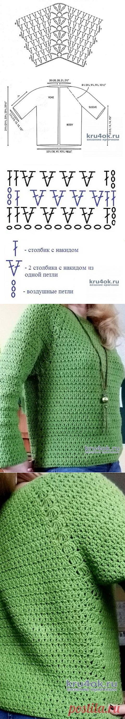 Джемпер реглан крючком. Работа Елены Шевчук
