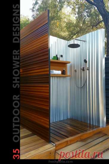 Outdoor shower with galvanized metal