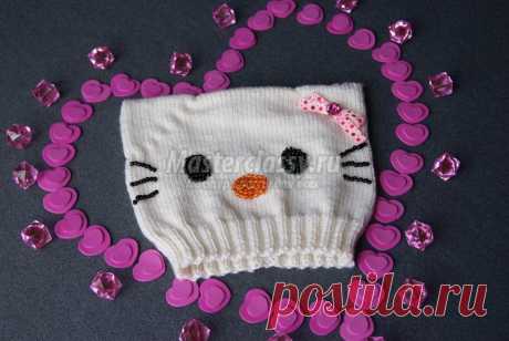 Вязание детской шапочки Hello Kitty. Мастер-класс с пошаговыми фото