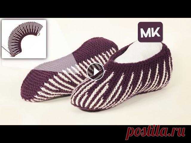 ???? Полосатые домашние тапочки спицами /Striped slippers knitting pattern

связать капюшон спицами для женщины новые