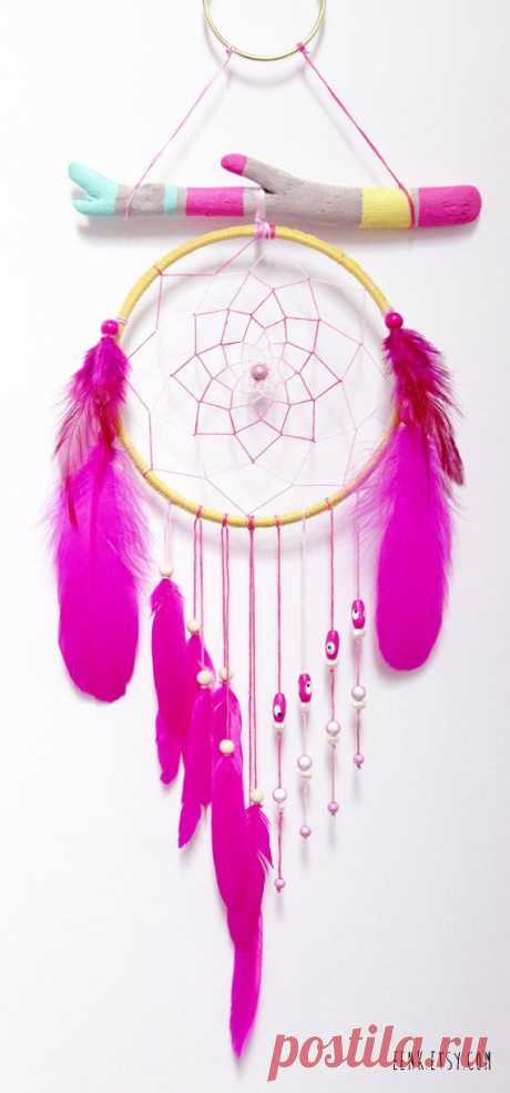 Summer Solstice Painted Driftwood Dream Catcher Mobile