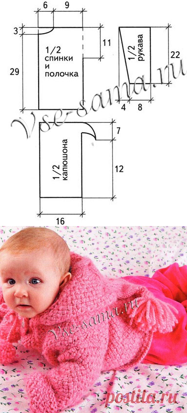 Курточка с капюшоном - Пальто, курточки, пончо для малышей спицами