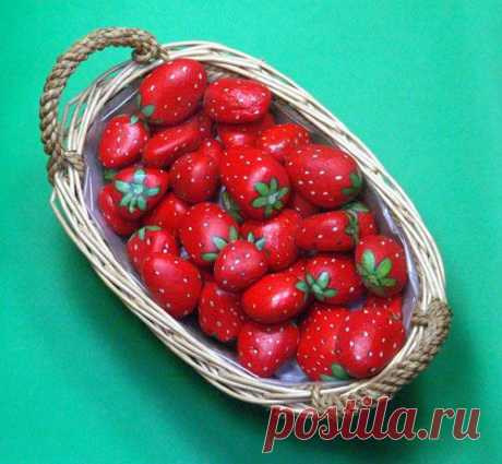 КАМЕННАЯ КЛУБНИЧКА) Роспись на гальке