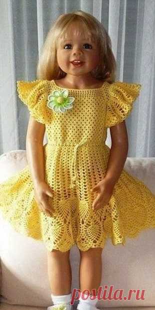 Платье для девочки связанное крючком