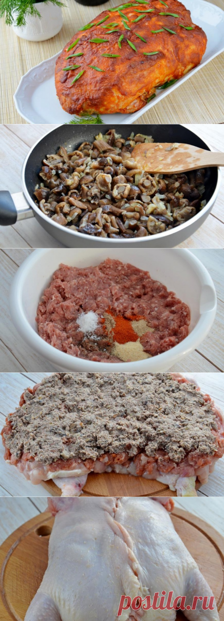 Для праздничного стола: курица со свининой, фасолью и грибами — Вкусные рецепты