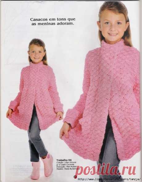 TRICO и CROCHET-madona-mía: Пальто (casaco) Роза в вязании крючком для девочки