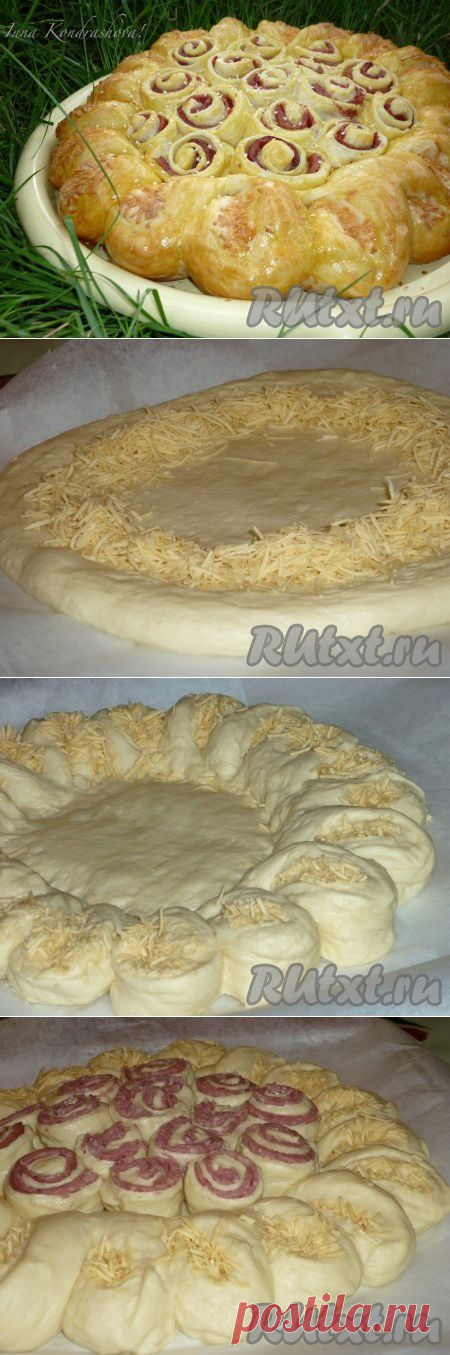 Пирог с колбасой и сыром