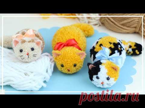 Как сделать Котёнка из ниток для вязания 🐱 🧶🐈  Yarn Kitty Making 🌟  DIY NataliDoma