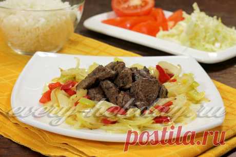 Куриная печень жареная с луком, рецепт
