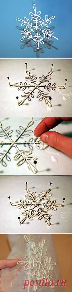Снежинка из ниток