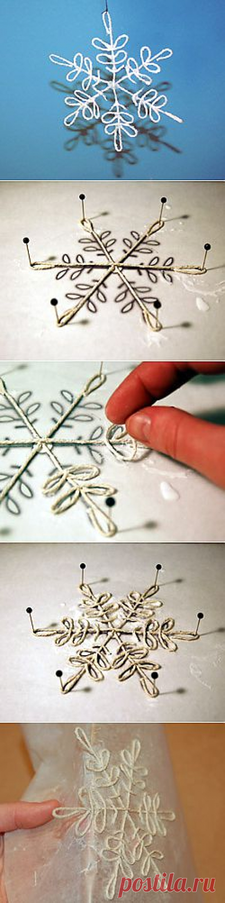 Снежинка из ниток