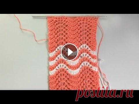 Шетландский узор Old Shale / 2 варианта ажурного ряда / Вязание спицами. В видео показано два способа выполнения ажурного ряда - в нижней части провязан первый вариант, в верхней - второй. Кроме этого, если ввести второй цв...