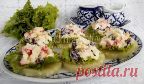 Закуска на кольцах ананаса (яйца, крабовые палочки, фасоль) - рецепт с фото | Все Блюда