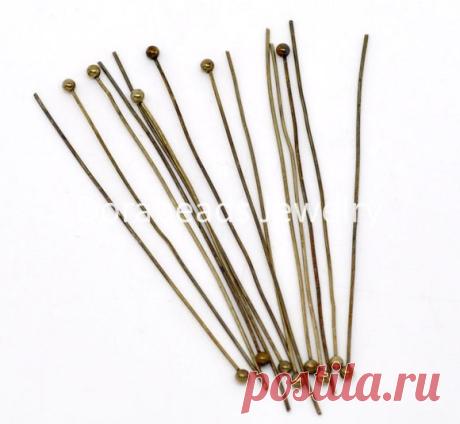 DoreenBeads Прекрасный 300 Бронзовый Тон Мяч Головой Флажки 50 мм х 0.5 мм Выводы (B10340) купить на AliExpress