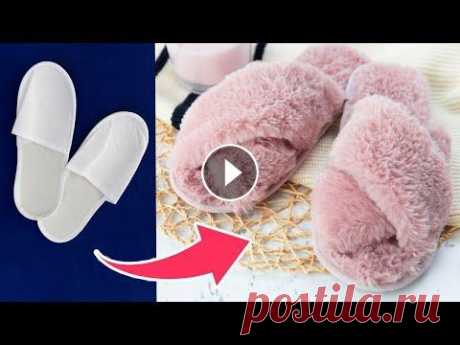 ВСЕГДА ЗАБИРАЙТЕ ИХ ИЗ ОТЕЛЯ.  ШЬЮ ДОМАШНИЕ ТАПОЧКИ СВОИМИ РУКАМИ. DIY. Переделываю отельные тапочки в домашние. Сделала модные, красивые и удобные меховые тапочки с открытым носом. Показываю как построить выкройку и все э...