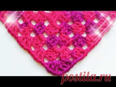 ▶ Half Granny Square Tuch häkeln lernen [Fortgeschrittene] - © Woolpedia - YouTube