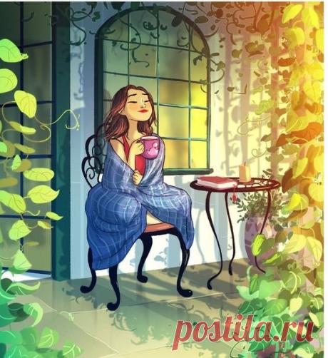 Я люблю по утрам выпить чаю
Крепкий, сладкий... с лимонной долькой.
С чашкой чая я день встречаю
Когда солнце проснулось только...