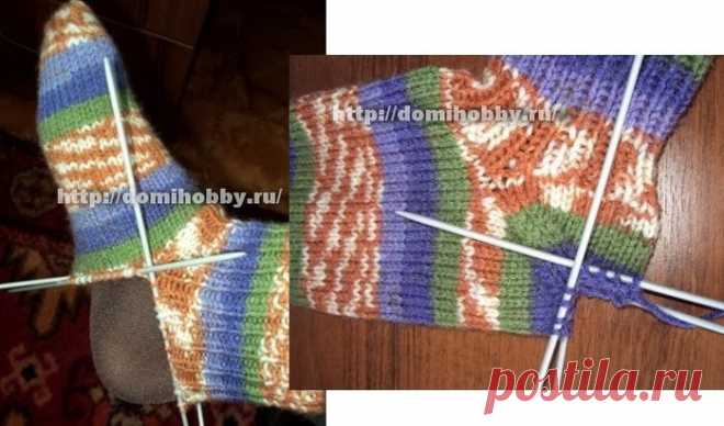 Вязание спицами - Носки спицами - Носки с отдельно связанной пяткой
