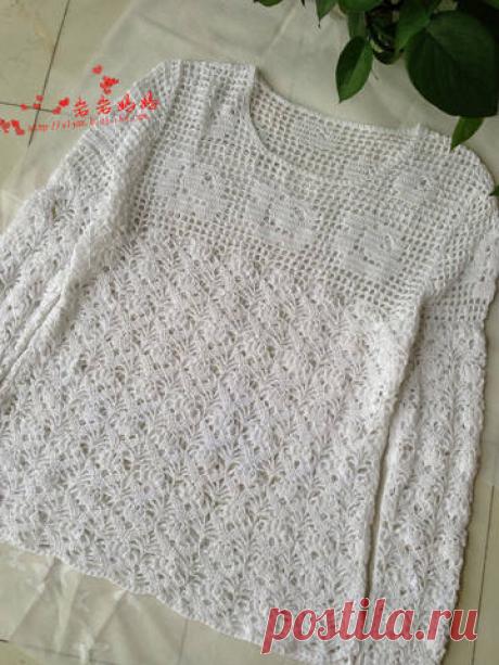 Кофточка крючком с филейной кокеткой. Ажурная кофточка с красивой кокеткой 