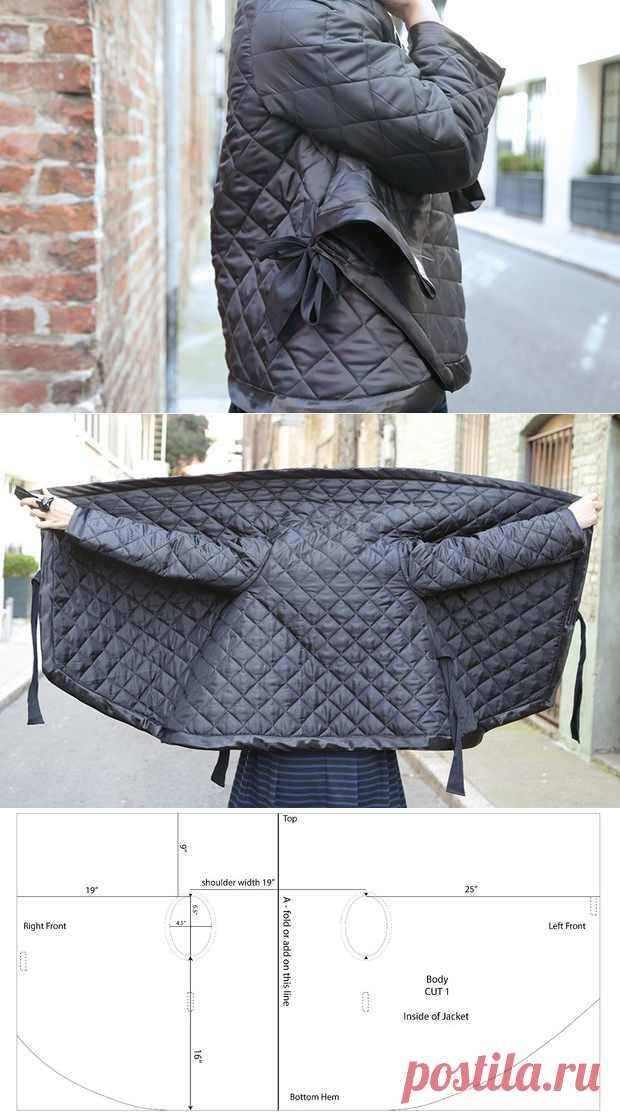 Стеганый прямоугольный жакет (выкройка, Diy) / Простые выкройки / ВТОРАЯ УЛИЦА