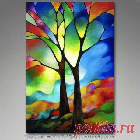 Tree painting original painting commission 36x24 inch original abstract…