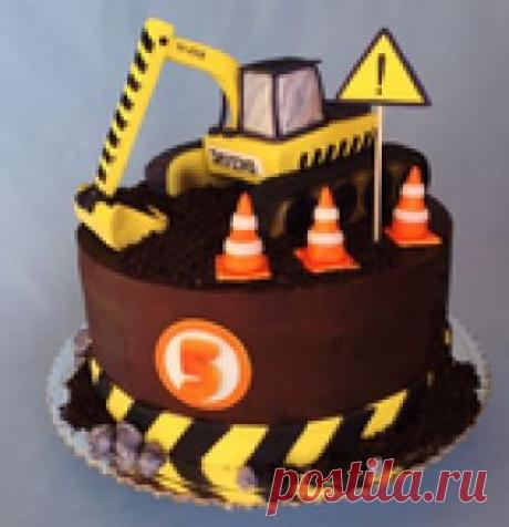 Экскаватор из марципана. Идея тематического торта