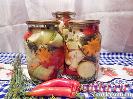 Цветная капуста с кабачками и сладким перцем на зиму