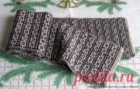 Мужской шарф ленивым жаккардом.