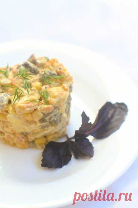 Салат с кукурузой и грибами | Рецепт от Ксении
