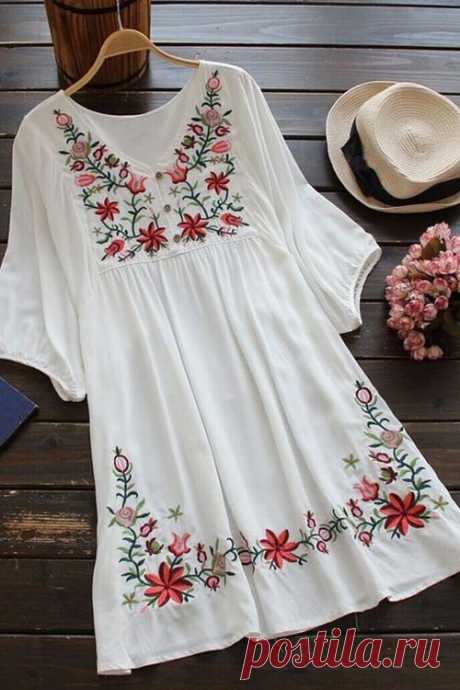 Cupshe Free Spirit Floral Embroidery Dress