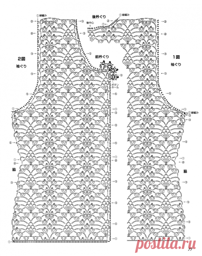 Вывязывание пройм, горловин, окатов рукавов крючком (подборка схем) | Sana Lace Knit | Дзен
